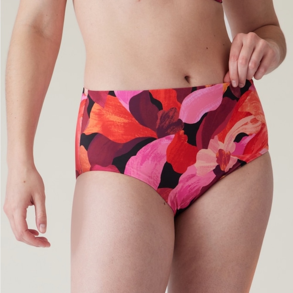 🧡 Athleta High Waist Bikini Bottom // Liana Floral Mauve